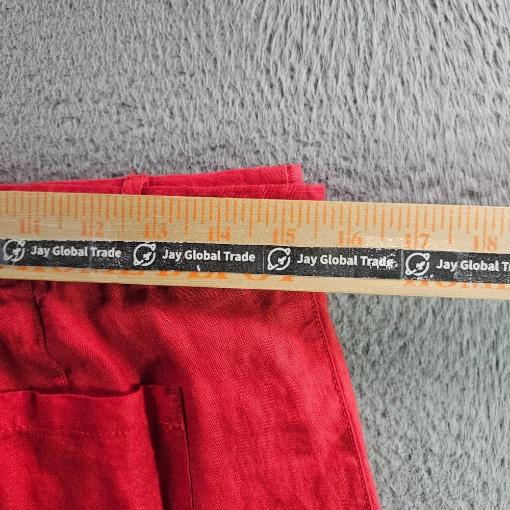 Banana Republic Red 100% Linen Straight Leg Tie Waist Pants Womens 4 High Rise - Picture 8 of 10